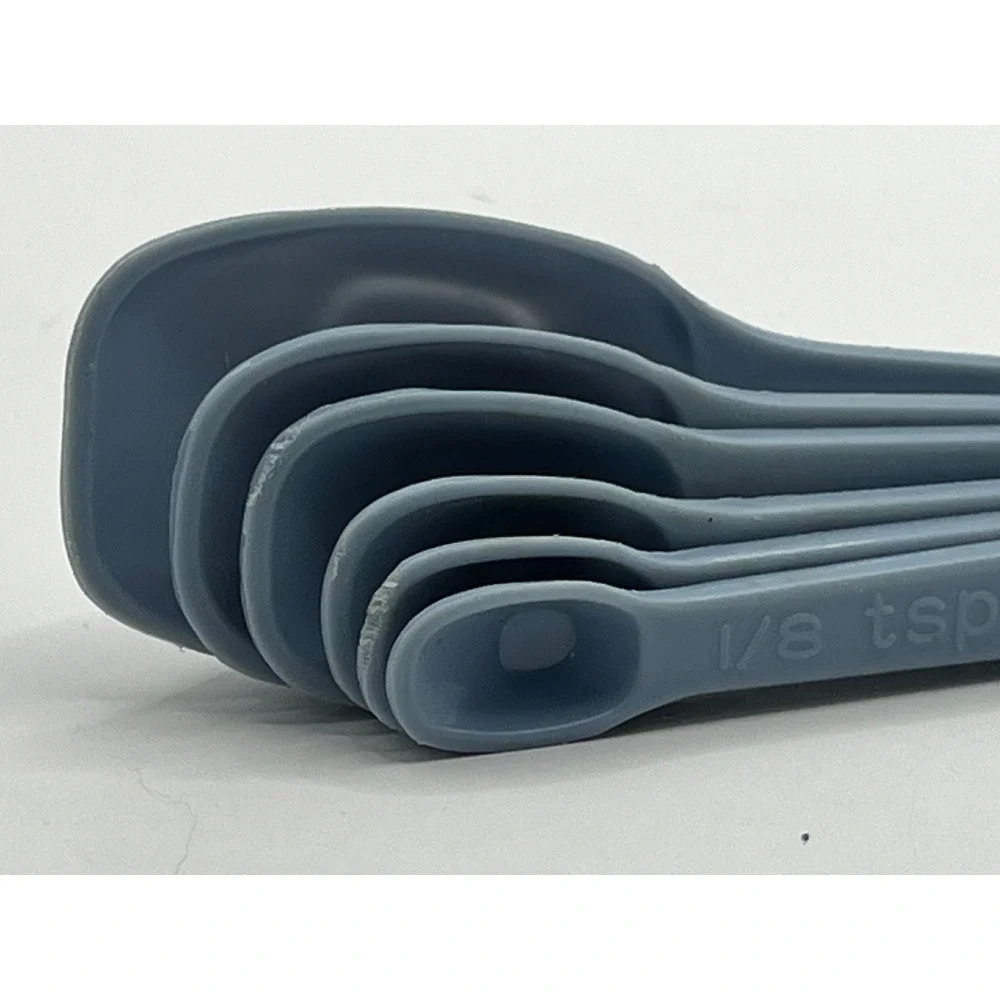 Vintage Measuring Spoons‎ Set Blue Plastic Nesting Kitchen Baking Cooking